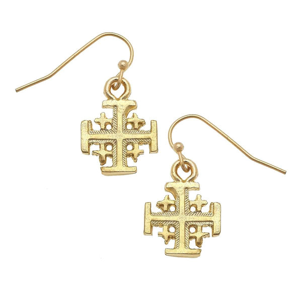 Vintage 14k Gold Diamond & Enamel Jerusalem Cross